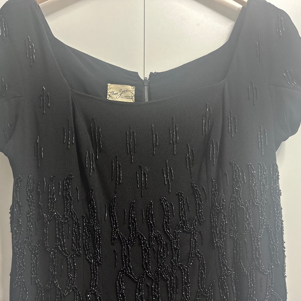 Vintage Mme Zena Black Beaded Cocktail Dress (San Francisco)
